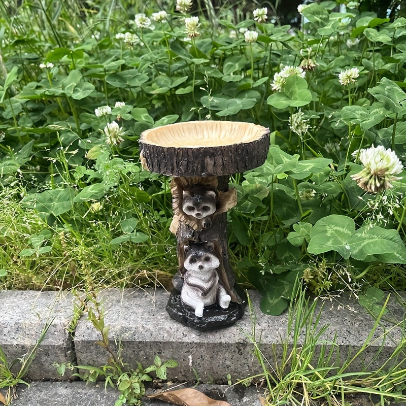 Raccoon Resin Bird Feeder Garden Ornament Decoration