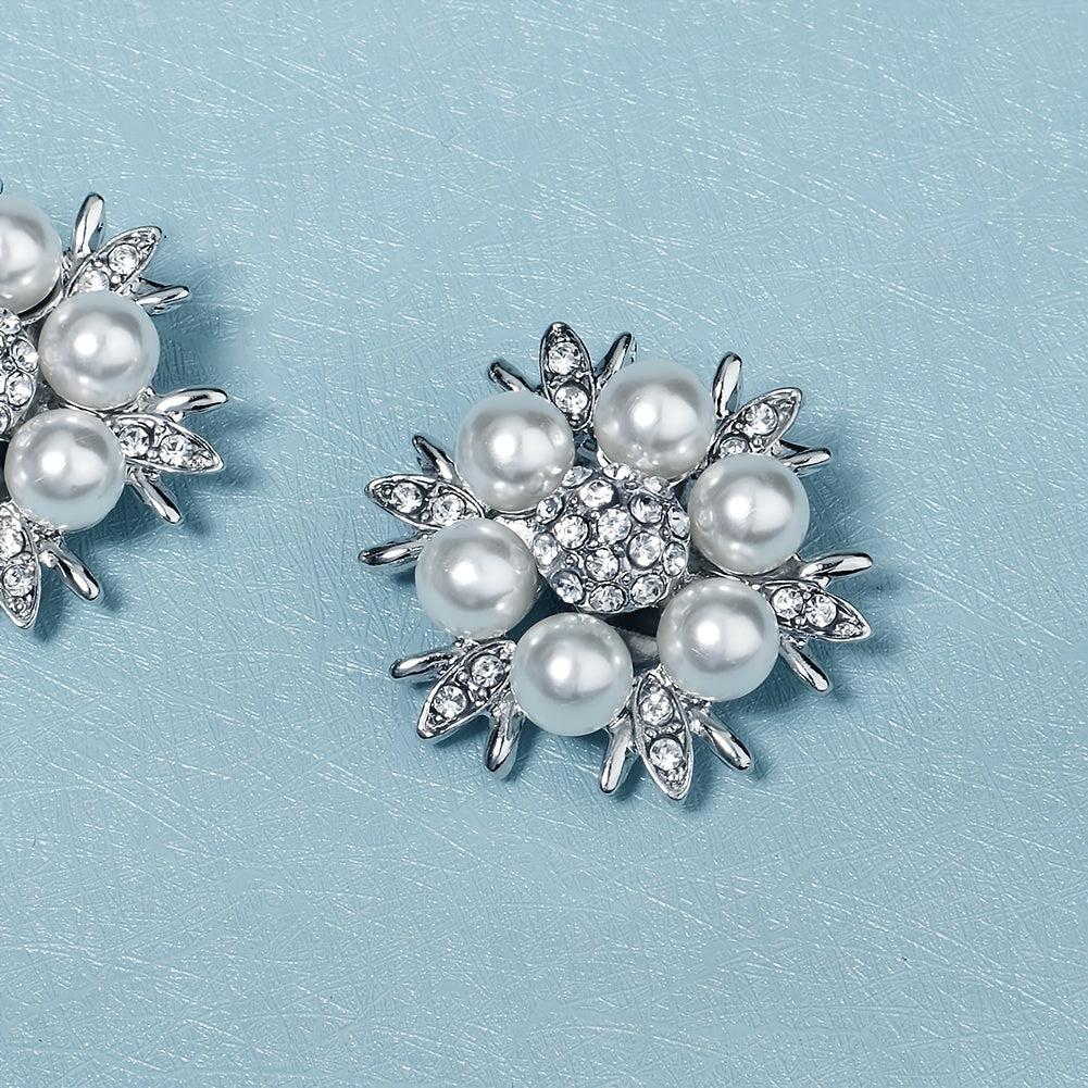 Round Rhinestones Shoe Clip Faux Pearl Shoe Buckle Clips
