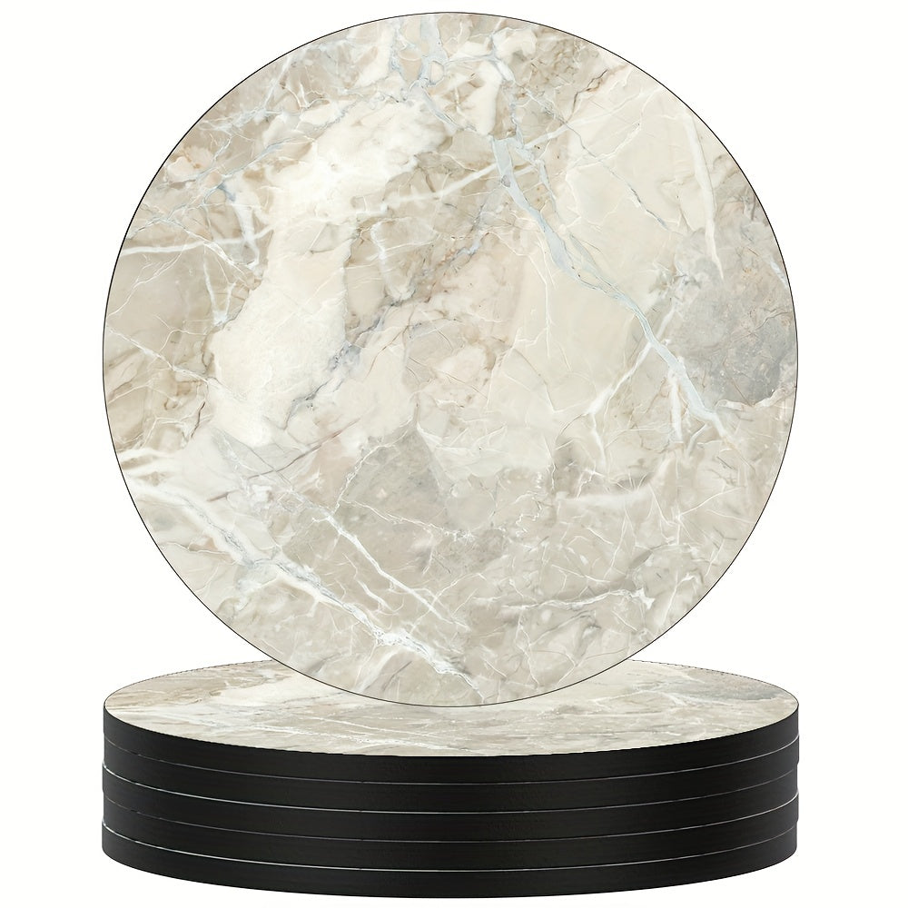 6pcs Colorful Marbling Coasters Non-slip Rubber Drink Coasters