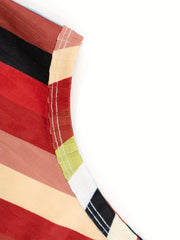Rainbow Stripe Print Tank Top Button Front Summer Sleeveless Top