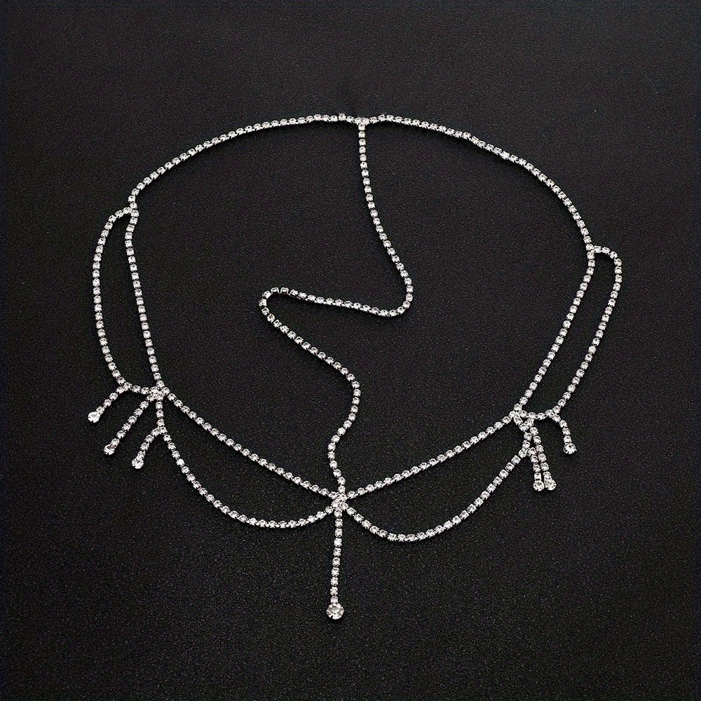 Vintage Rhinestone Hair Chain Women's Forehead Chain Hair Accessory