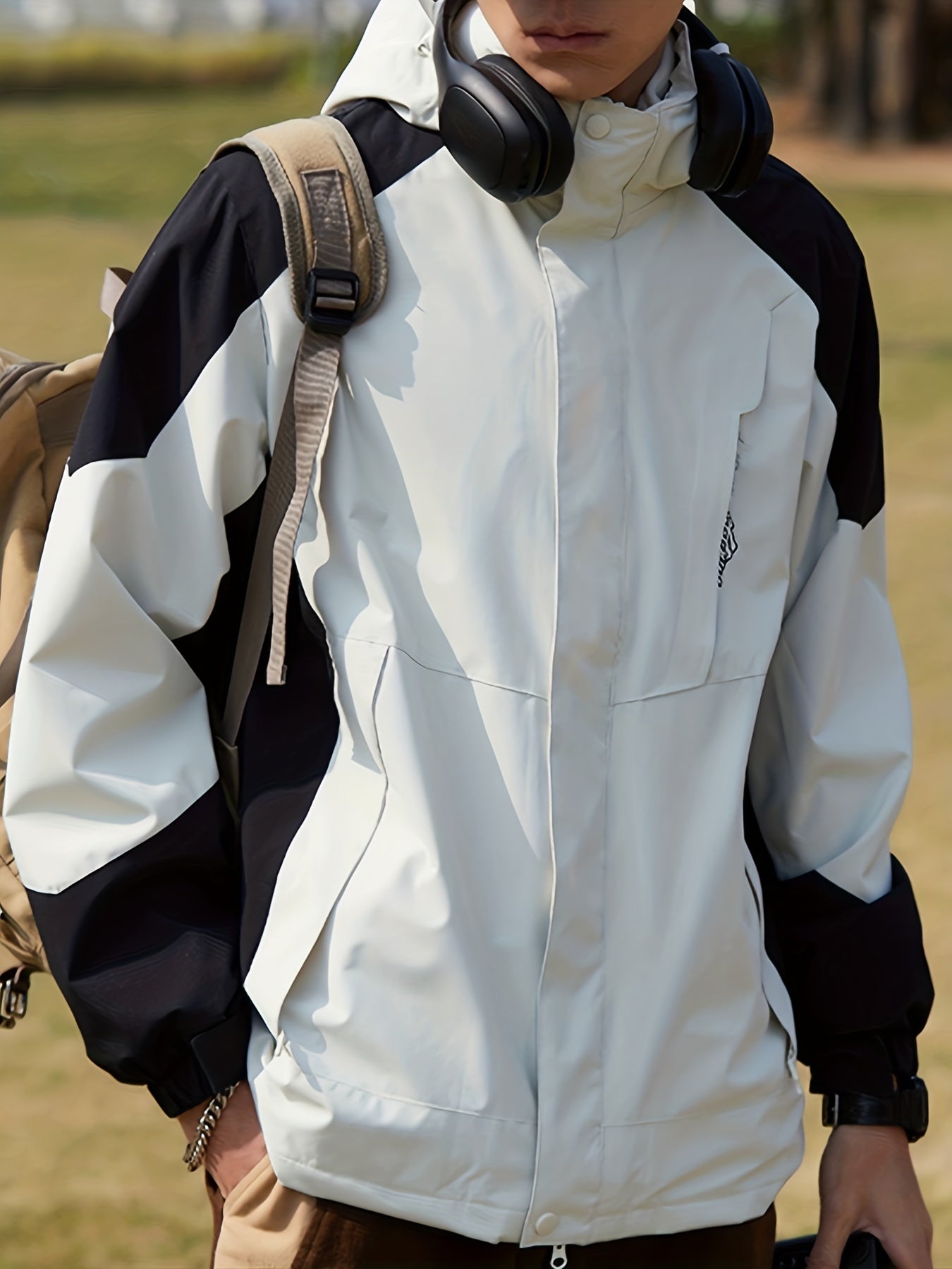 Men's Waterproof Windbreaker Detachable Inner Liner Active Zip Up Hooded Jacket