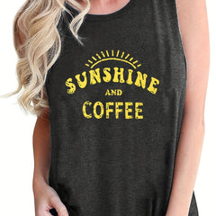 Letter Print Crew Neck Tank Top for Women