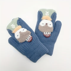 Winter Warm Kids Five Fingers Gloves Cartoon Design