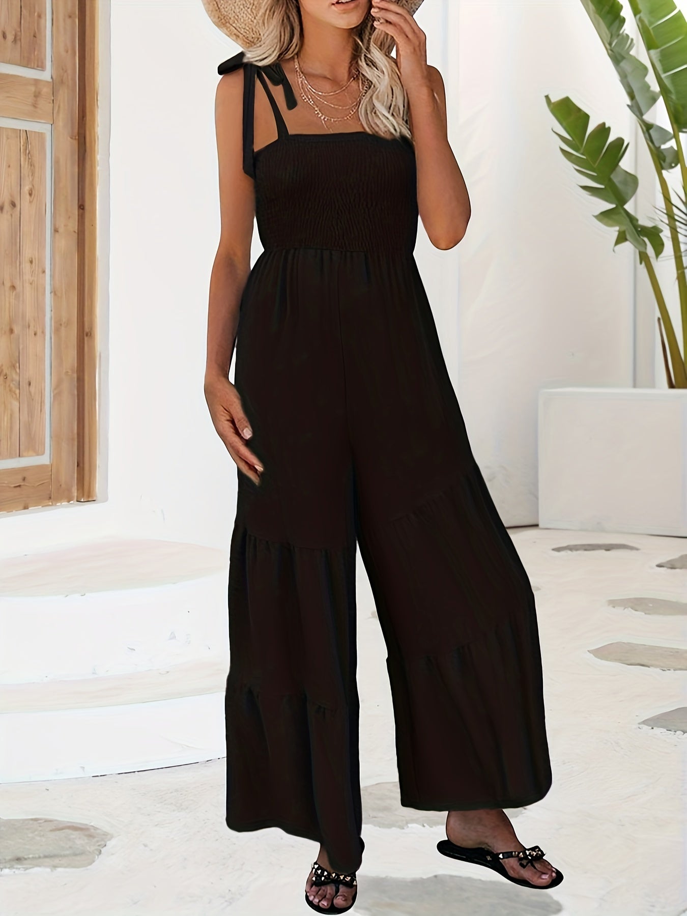 Casual Wide Leg Jumpsuit Cami Overall for Spring & Summer