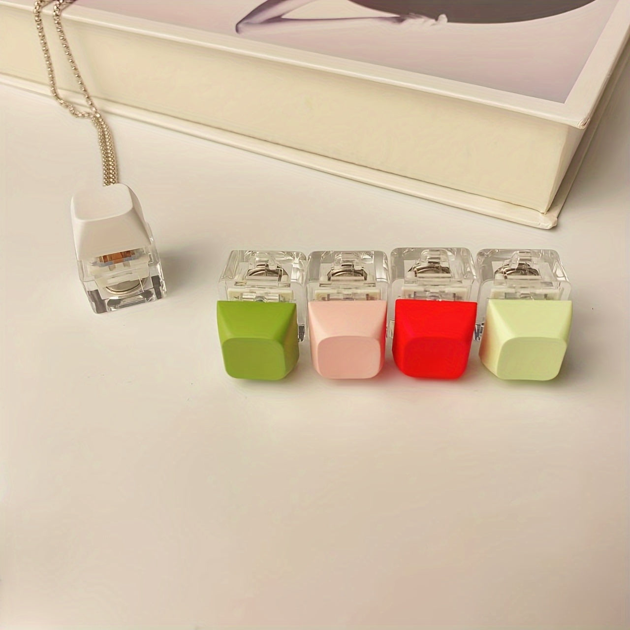 Mini Keyboard Fidget Toy Necklace Keychain Acrylic Key Chain Ring Wallet Charm