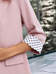Polka Dot Print Roll Up Sleeve Blazer For Office