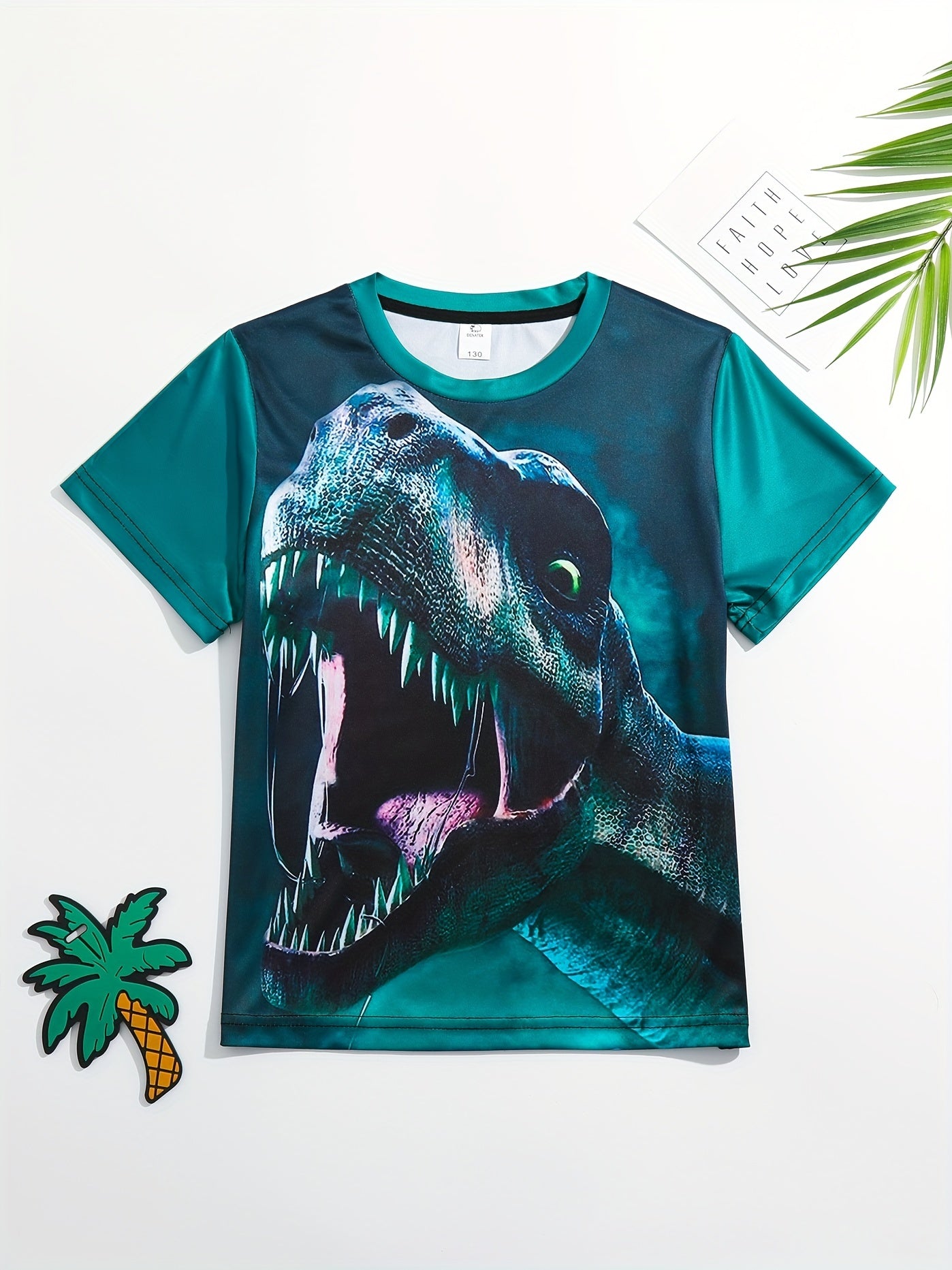 Boys' Dinosaur Graphic T Shirt Active & Stretchy Tee For Summer