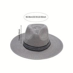 Wide Brim Straw Hat Summer Fedora Sun Hat for Men and Women
