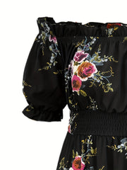 Floral Print Off Shoulder Summer Dress