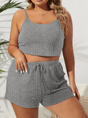 Striped Cami Top & Drawstring Shorts Lounge Set