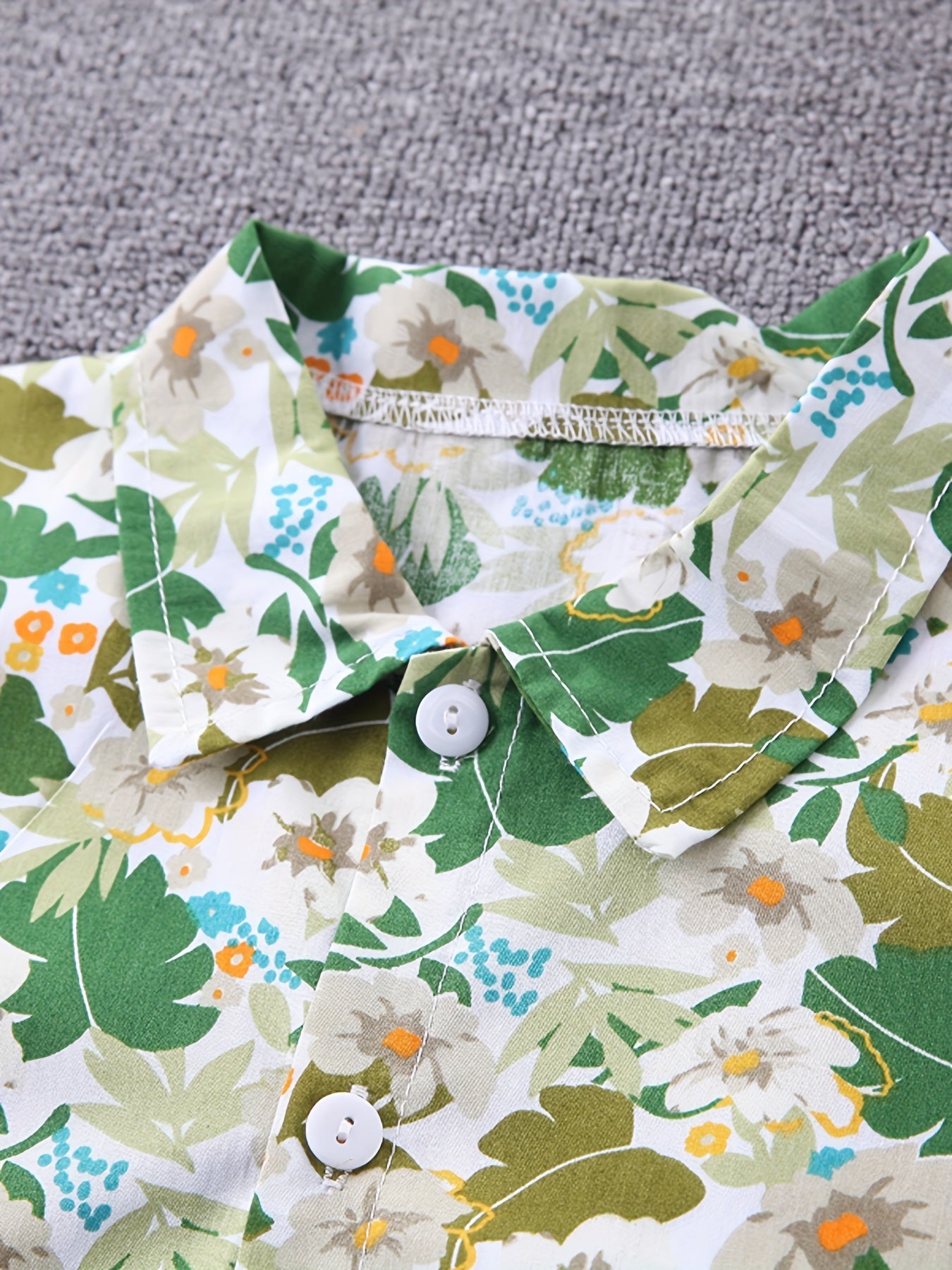 Boys Flower And Leaf Print Casual Outfit Hawaiian Style