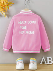 Girls Fleece Varsity Jacket Preppy Style Baseball Uniform Winter Clothes