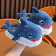 Cartoon Shark Plush House Slippers Girls Anti-skid Slip-ons