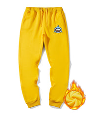 Shark Print Warm Sweatpants Men's Casual Drawstring Jogger Pants