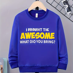 Boy's Letter Print Sweatshirt for Fall Winter Outdoor