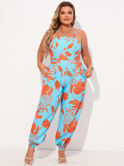 Floral Print Halter Neck Wide Leg Jumpsuit