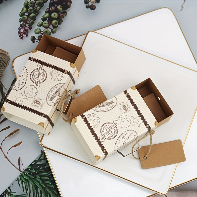 10pcs Creative Mini Luggage Gift Paper Box Jewelry Packaging Box