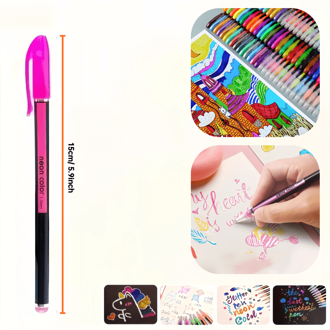 24 Metallic Glitter & Watercolor Pens for Crafts & Painting