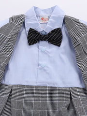 Baby Boys Plaid Bowtie Gentleman Romper Jumpsuit
