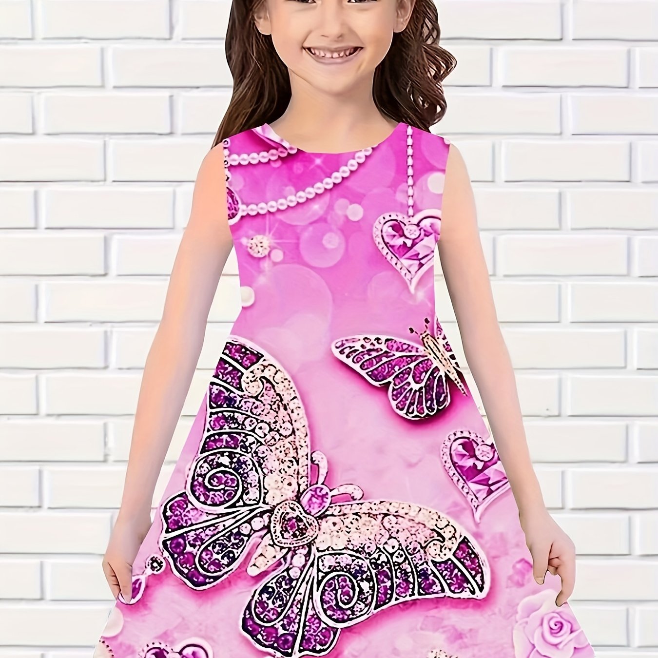 Girls Butterfly Sleeveless Dress Cute Summer Dress
