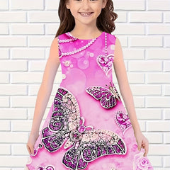 Girls Butterfly Sleeveless Dress Cute Summer Dress