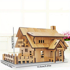Bamboo Wooden House Puzzle Jigsaw Building Model DIY Villa Kit Gift