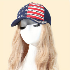 Rhinestone Flag Print Baseball Cap Hip Hop Dad Hat