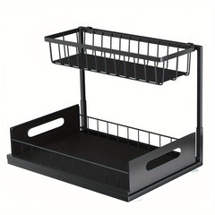 2 Tier Sliding Cabinet Basket Organizer