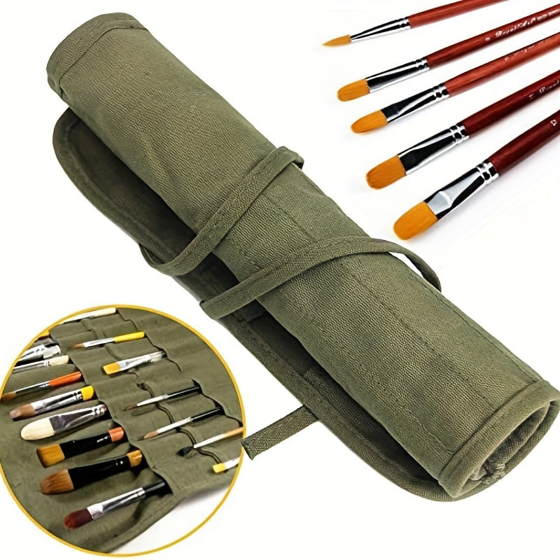 Paint Brush Holder 30 Slots Acrylic Canvas Bag Watercolor Gouache Brush Pen