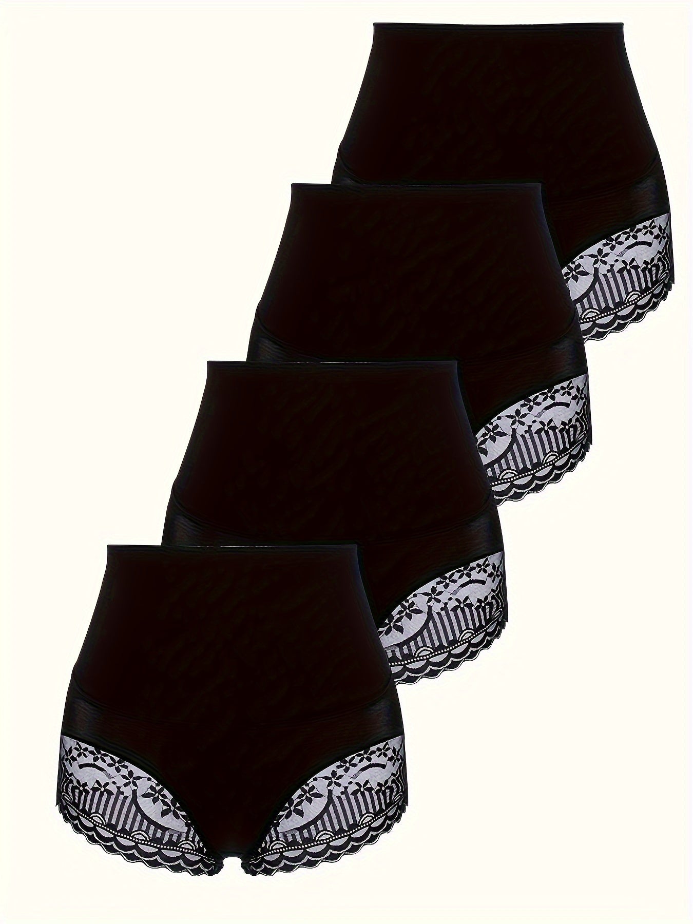 4 Pack Plus Size Lace Tummy Control Butt Lifting Shapewear Briefs Set