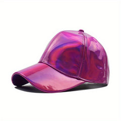 Men's PU Light Laser Baseball Cap Waterproof Peaked Dad's Hat