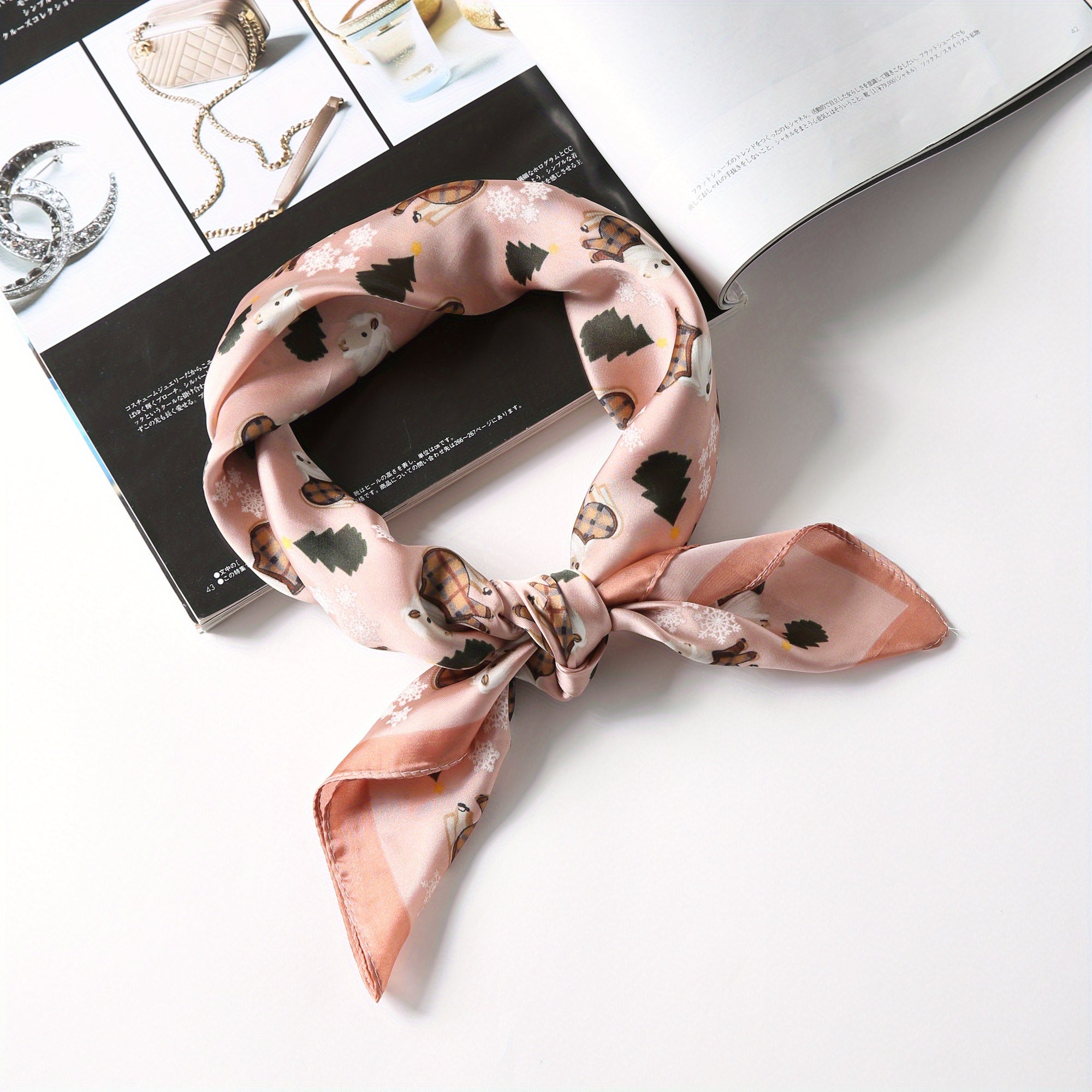 Classic Printed Square Scarf Bandana Silk Neckerchief Women