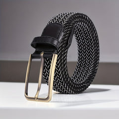 Men's Woven Perforated Buckle Belt for Casual Dating Wear