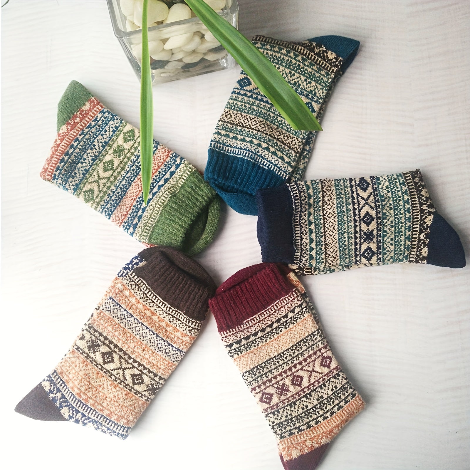 5 Pairs Winter Socks Warm Thick Soft Mid calf Socks