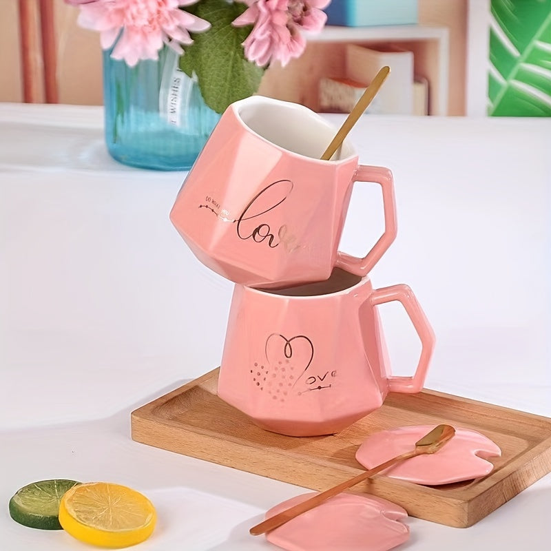 Ramadan Gift: 13oz Ceramic Cup With Spoon, Star & Moon Pattern