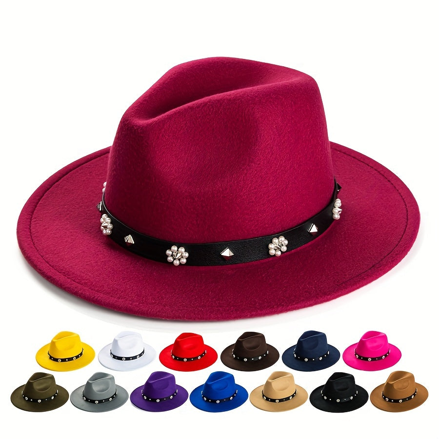 Large Brim Jazz Hat With Decoration Charm Top Hat