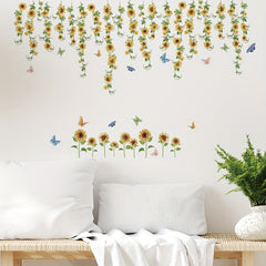 Sunflower Vine Butterfly Wall Decals