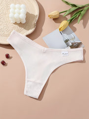 5pcs Ribbed Thongs Low Waist Intimates Panties Women's Lingerie