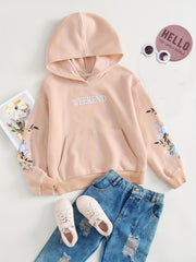 Girls' Floral Print Long Sleeve Casual Sweatshirt Top Hoodie Pullovers
