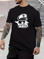 NAUTICAL Print Men's Graphic Crew Neck Active T shirt