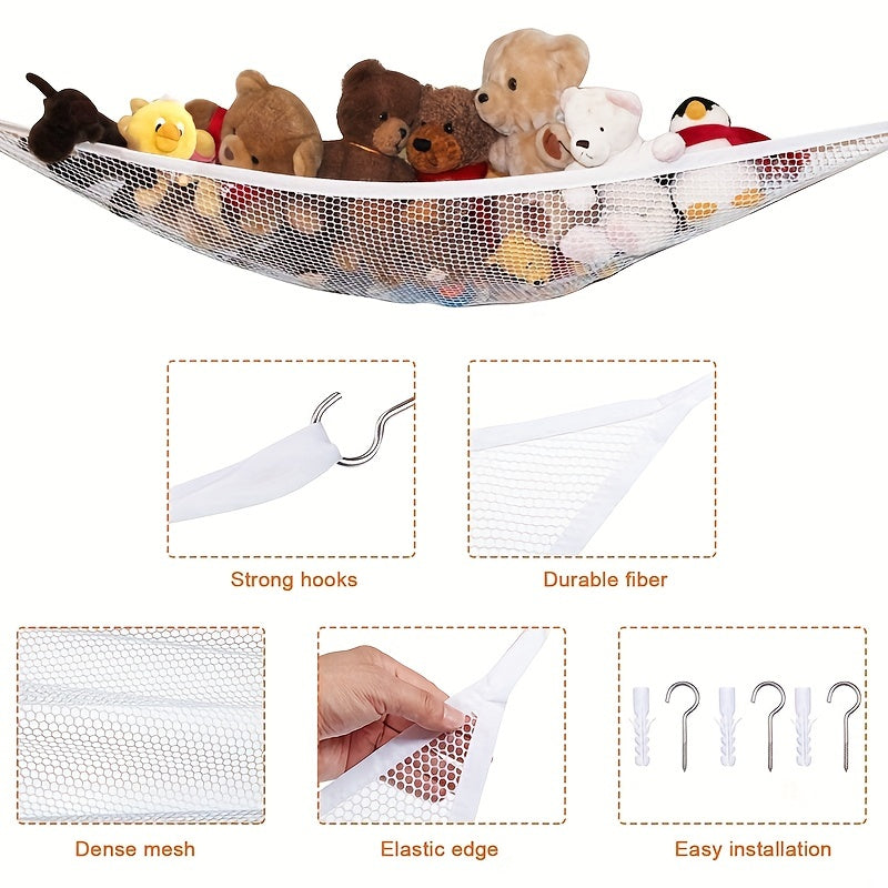 Stuffed Animal Toy Hammock Wall Corner Mesh Toy Net
