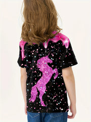 Girls Boys Unicorn Graphic Tee Short Sleeve T-Shirt Summer Sports Clothes
