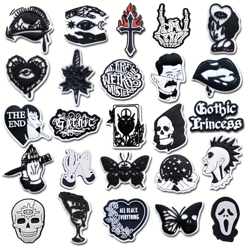 25pcs Gothic Halloween PVC Shoe Charms for Kids Boys Girls Men Women