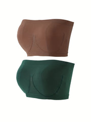 2pcs Seamless Bandeau Bras Soft Stretch Intimates Women's Lingerie