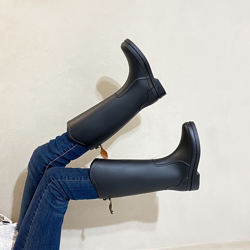 Women's Mid Calf Rain Boots Slip On Waterproof Shoes