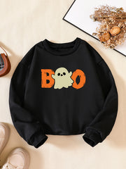 Halloween Party Boo Print Boys Casual Sweatshirt