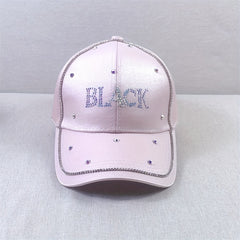 Rhinestone Letter Baseball Cap - Solid Dad Hat for Women