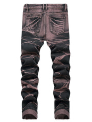 Y2k Tie Dye Ripped Jeans Men's Casual Street Style Denim Pants