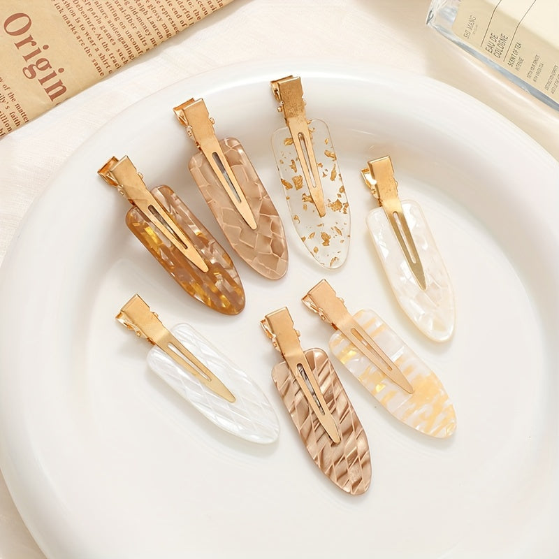 7pcs Golden Foil Hair Clips Women Girls Daily Decor